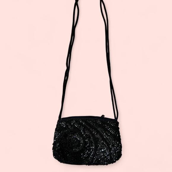 Black beaded sequin vintage bag - Picture 3 of 6